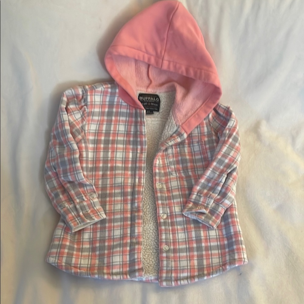 ⭐️Kids Buffalo David Bitton Pink Hooded Plaid Jacket